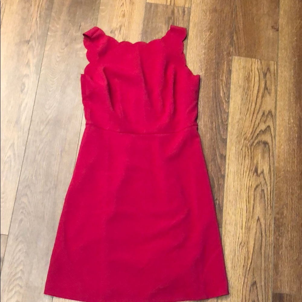 Ann Taylor Loft Red Scalloped Dress NWT